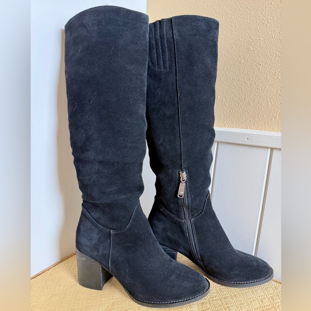 Blondo Waterproof Black Suede Knee-High Boots Size 5 1/2